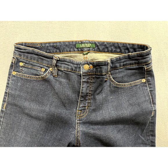 Lauren Ralph Lauren Curvy Jeans Modren Straight Leg Mid Rise Blue Women Size 12P - Picture 3 of 11